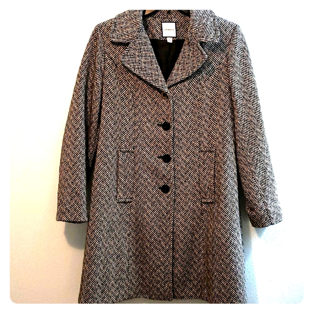 Croft & Barrow, black/white tweed jacket, EUC